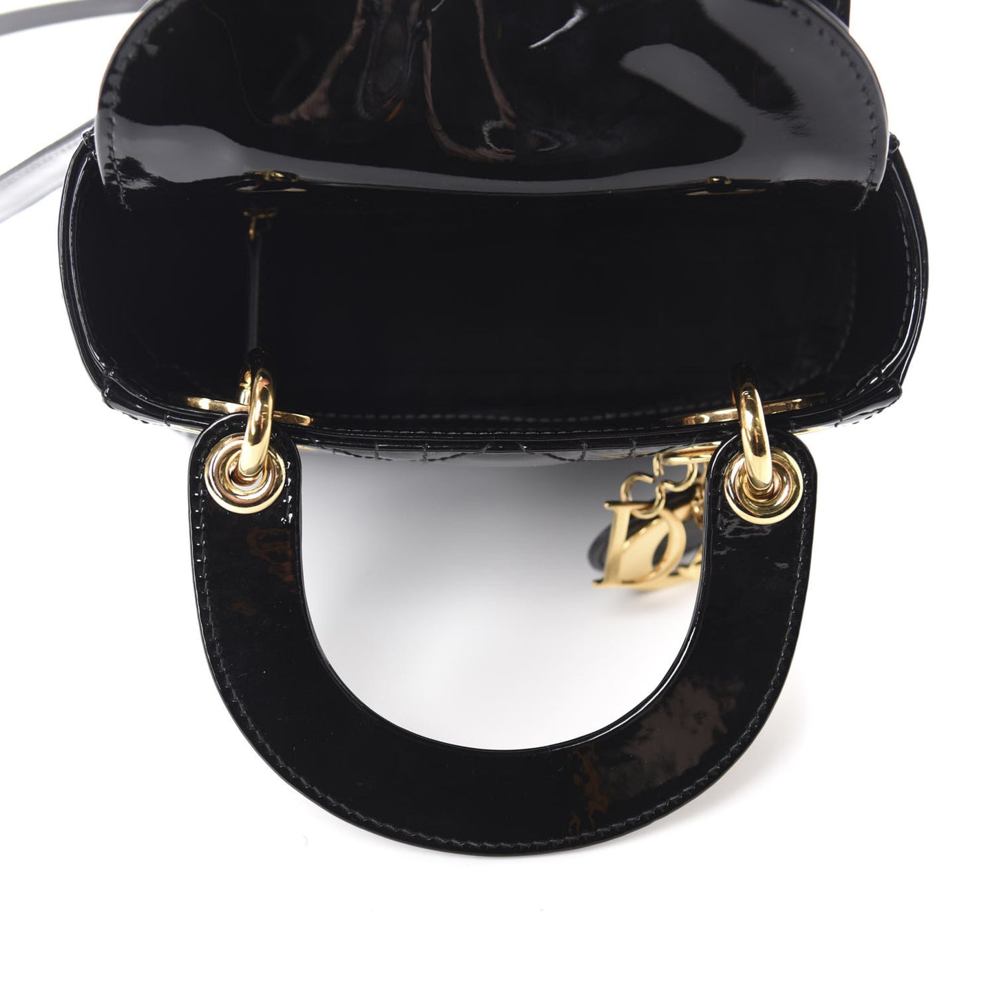 Patent Cannage Mini Lady Dior Black