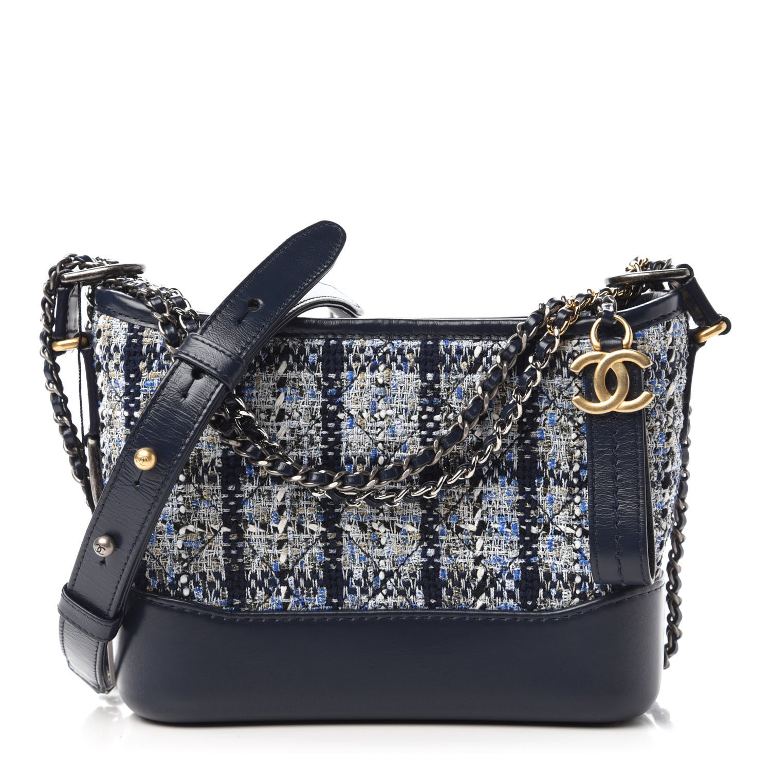 Chanel Tweed Calfskin Small Gabrielle Hobo Blue 1 of 12