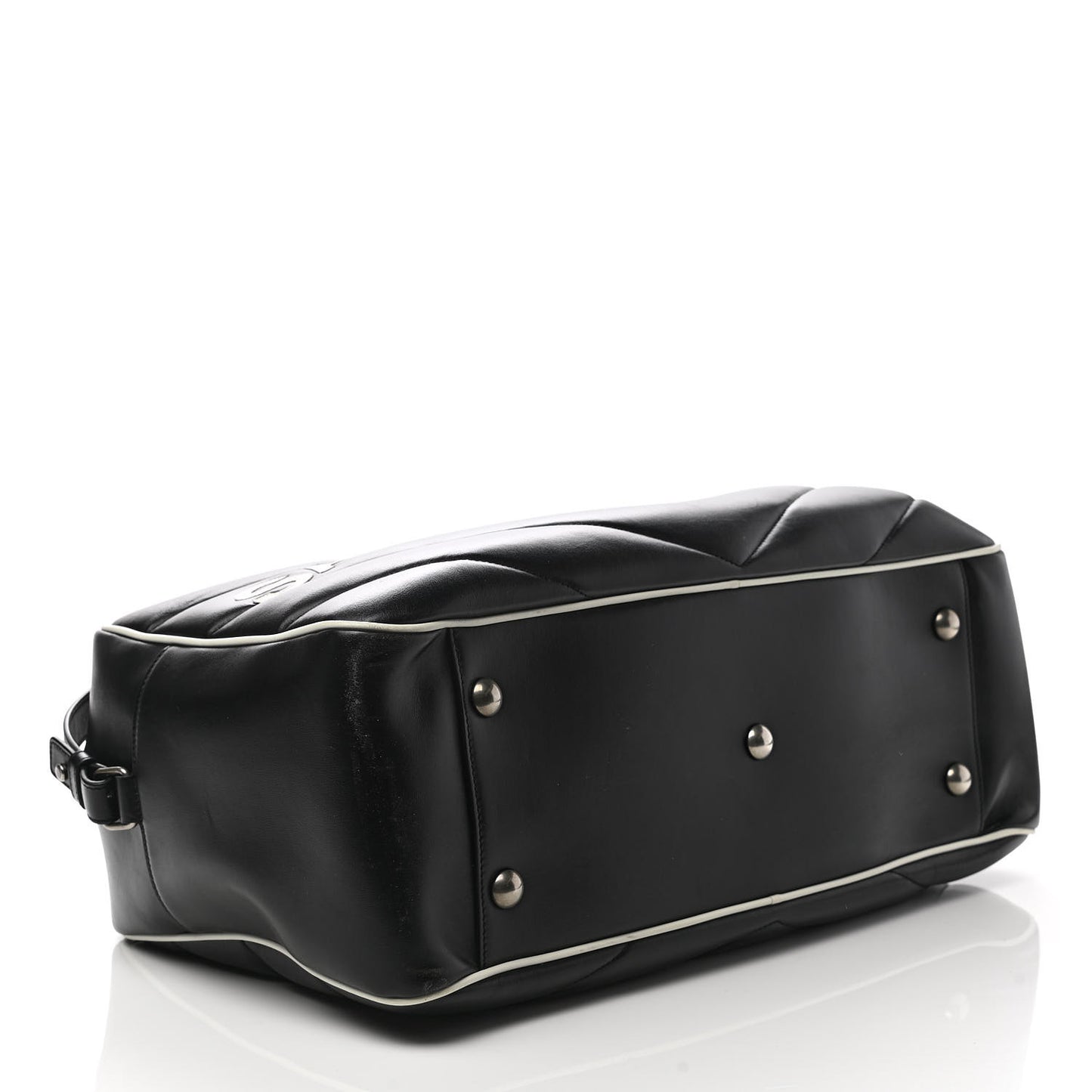 Calfskin Medium Miles Logo Bowler Duffel Bag Black