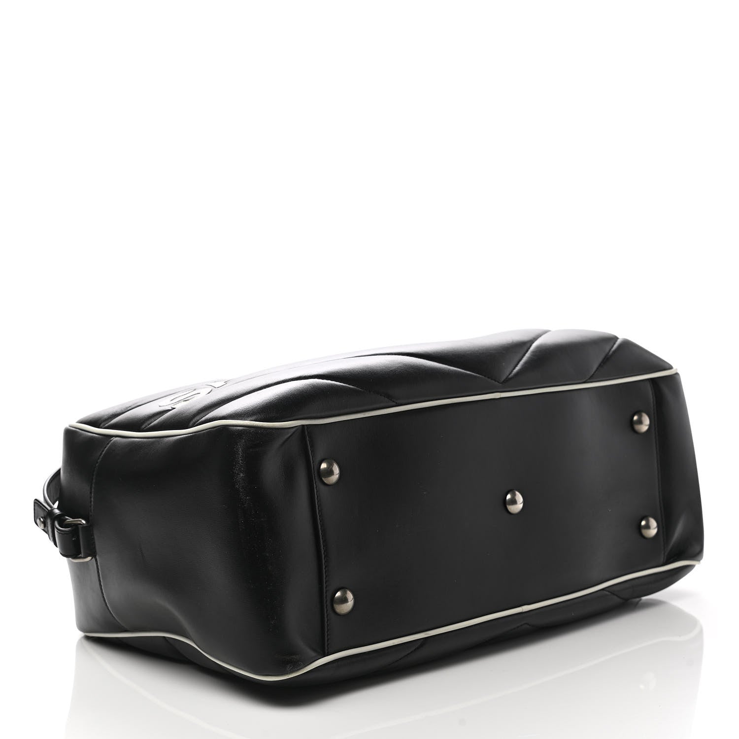 Saint Laurent Calfskin Medium Miles Logo Bowler Duffel Bag Black 4 of 10