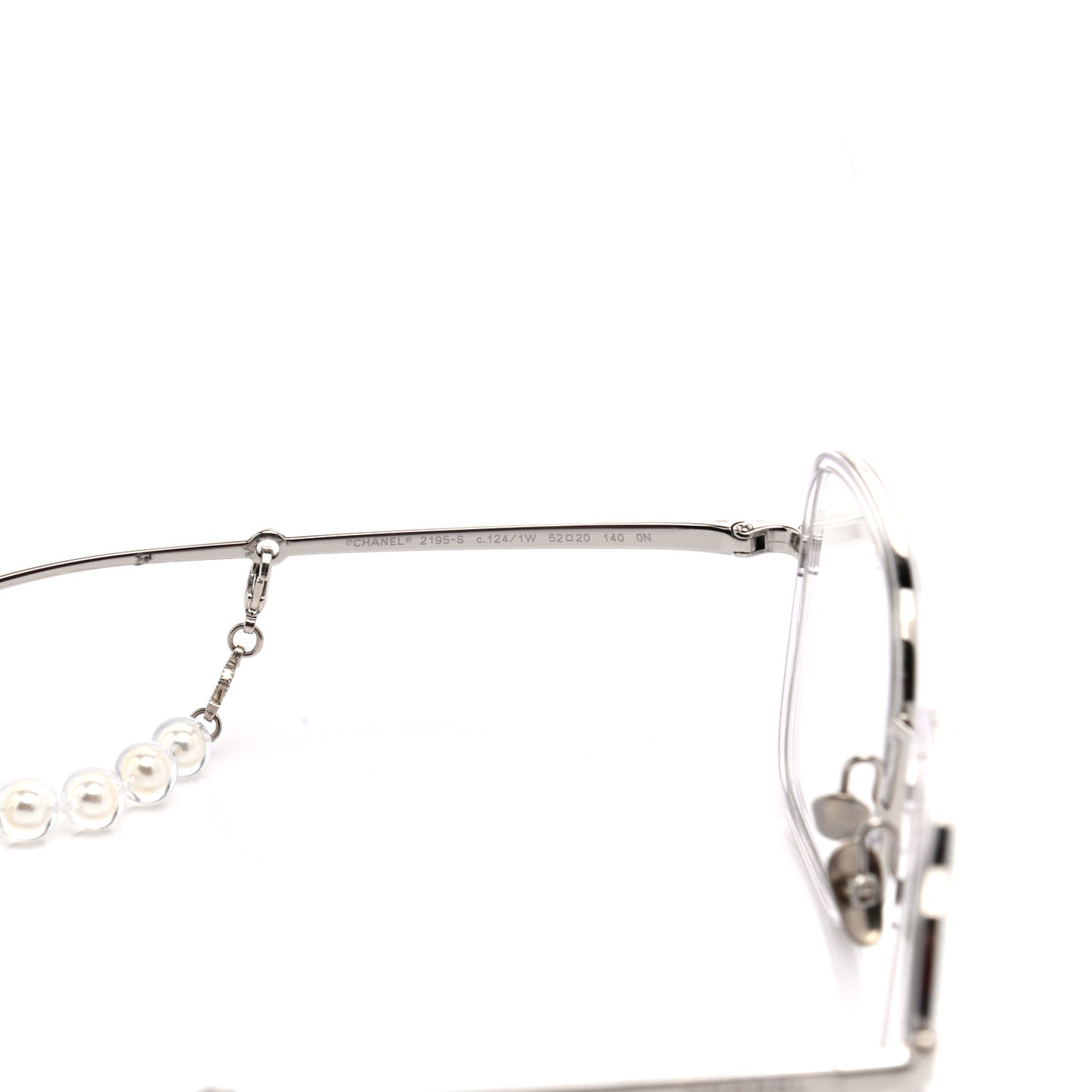 Metal Removable Pearl Chain Square Eyeglasses 2195-S Silver