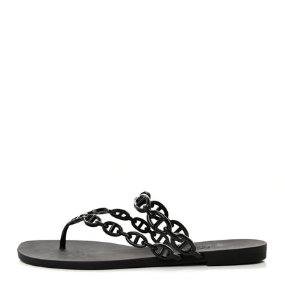 Hermes Rubber Chaine d'Ancre Island Sandals 40 Black 1 of 8