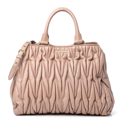Miu Miu Nappa Matelasse Bauletto Top Handle Bowler Cammeo 1 of 10