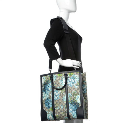 Gucci GG Supreme Monogram Blooms Vertical Tote Blue 2 of 16