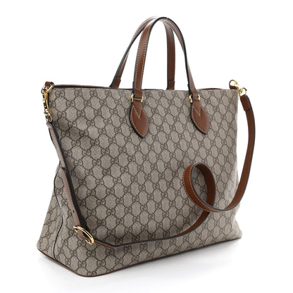 Gucci Soft GG Supreme Monogram Medium Crossbody Tote Beige Cuir 3 of 9