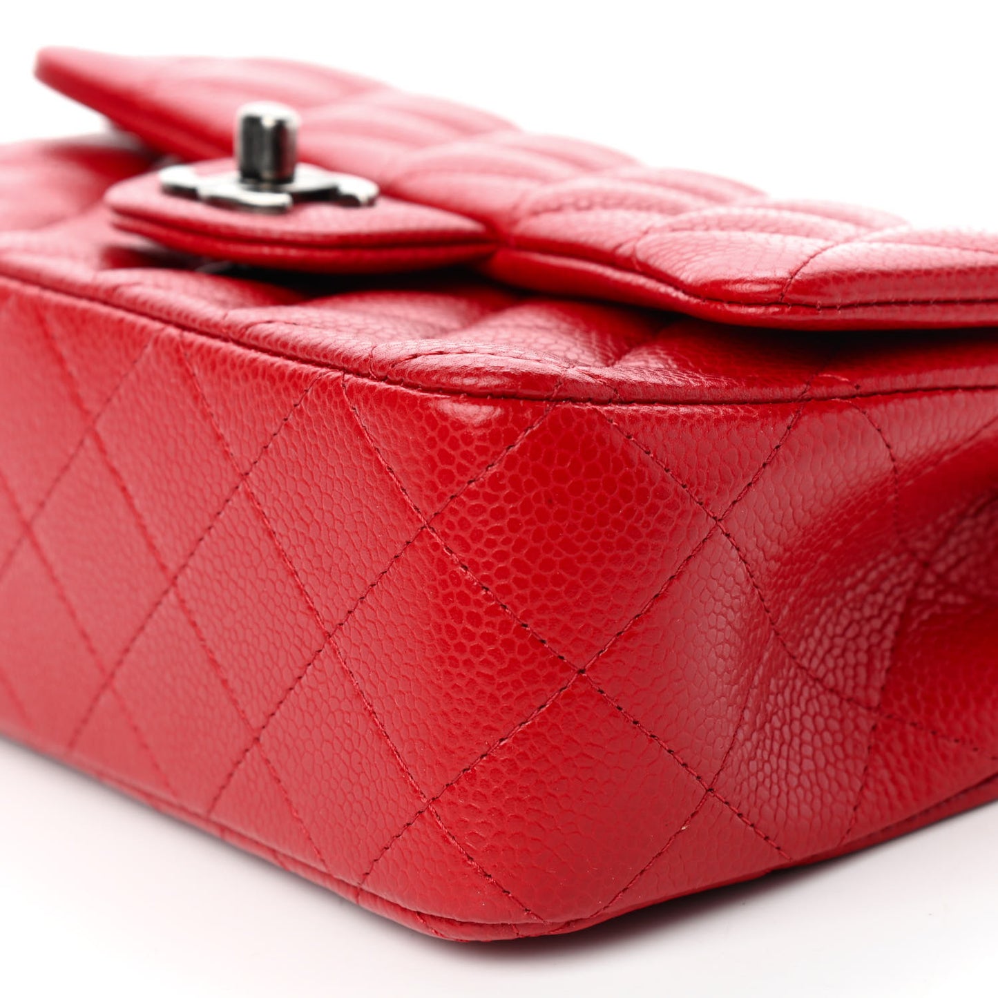 Caviar Quilted Mini Rectangular Flap Red