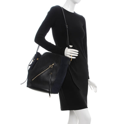 Chloe Smooth Suede Calfskin Medium Myer Double Carry Bag Black Navy 3 of 8