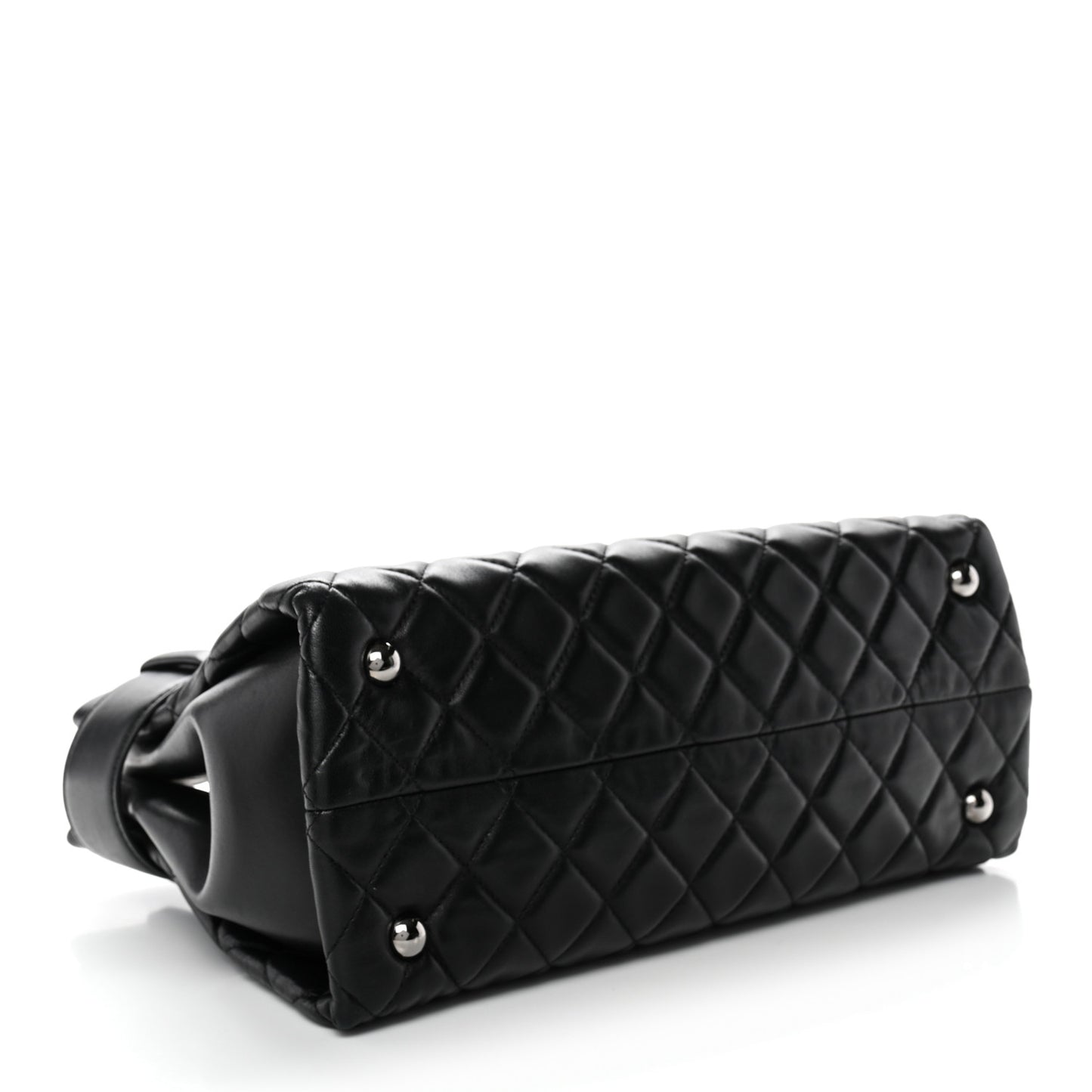 Lambskin Quilted Small Coco Loop Tote Black