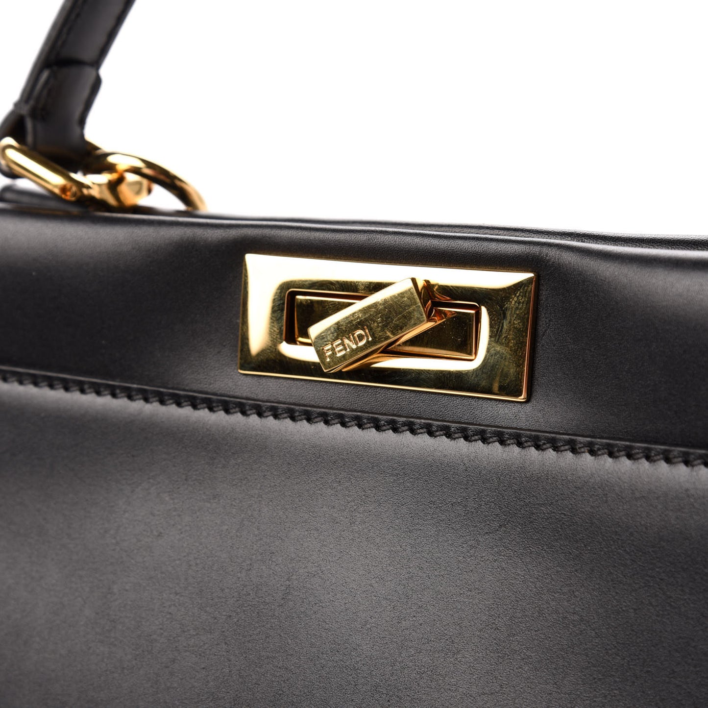 Vitello Morgan Shiny Nappa Medium Peekaboo Iconic Satchel Black Rosa Plaster