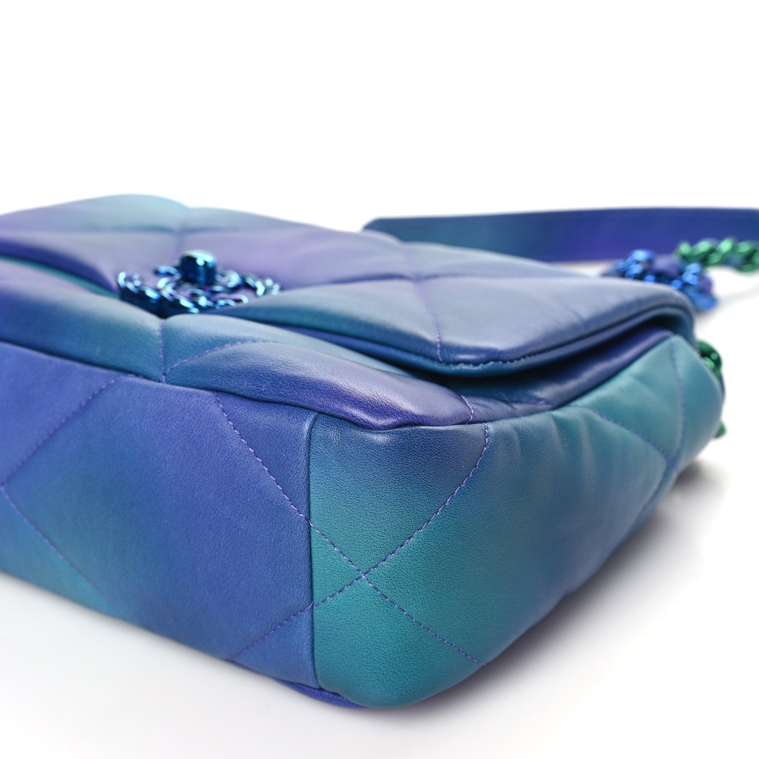 Chanel Tie Dye Calfskin Quilted Medium Chanel 19 Flap Blue Purple 10 of 10