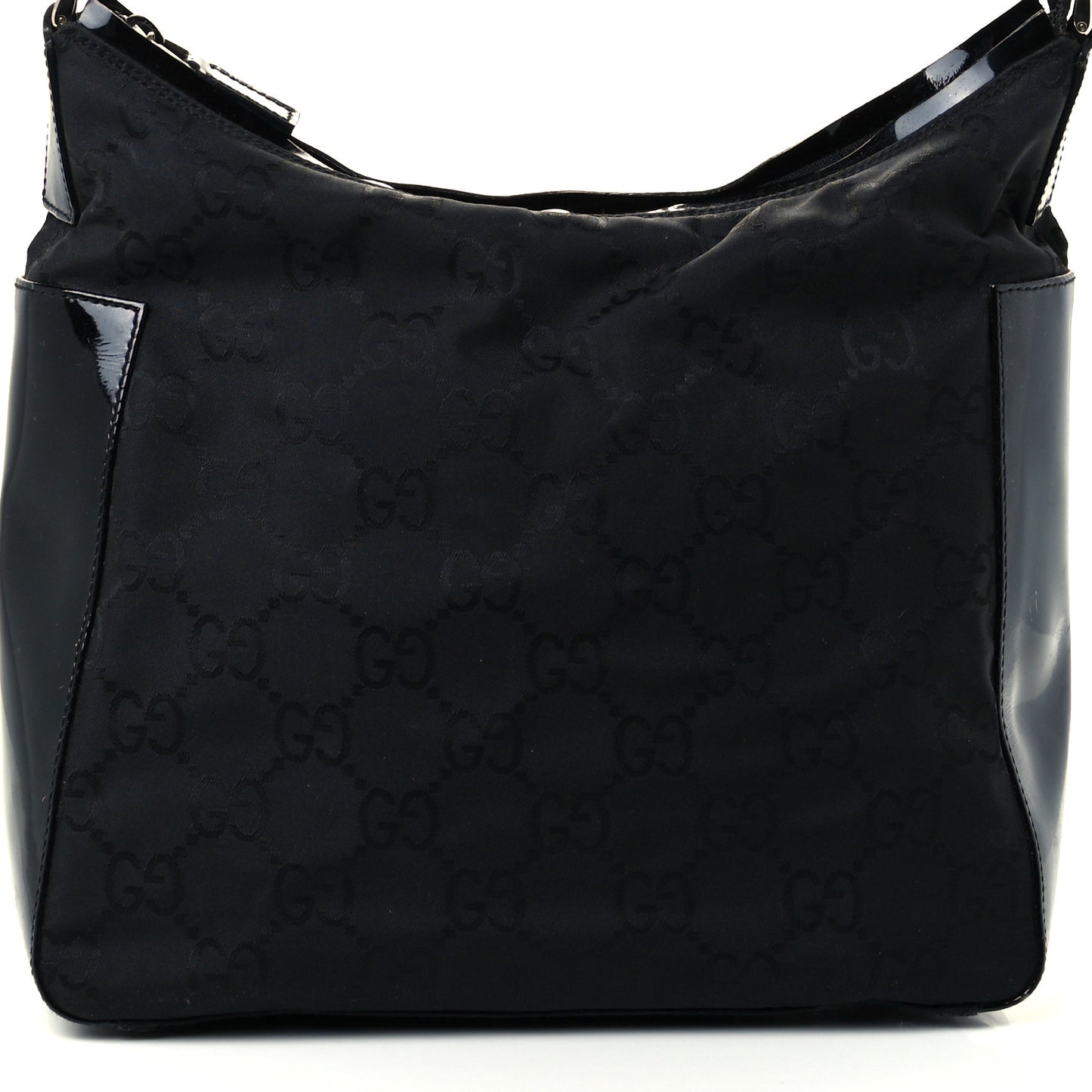 Canvas Patent Monogram Shoulder Bag Black