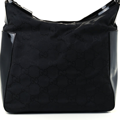 Gucci Canvas Patent Monogram Shoulder Bag Black 9 of 11