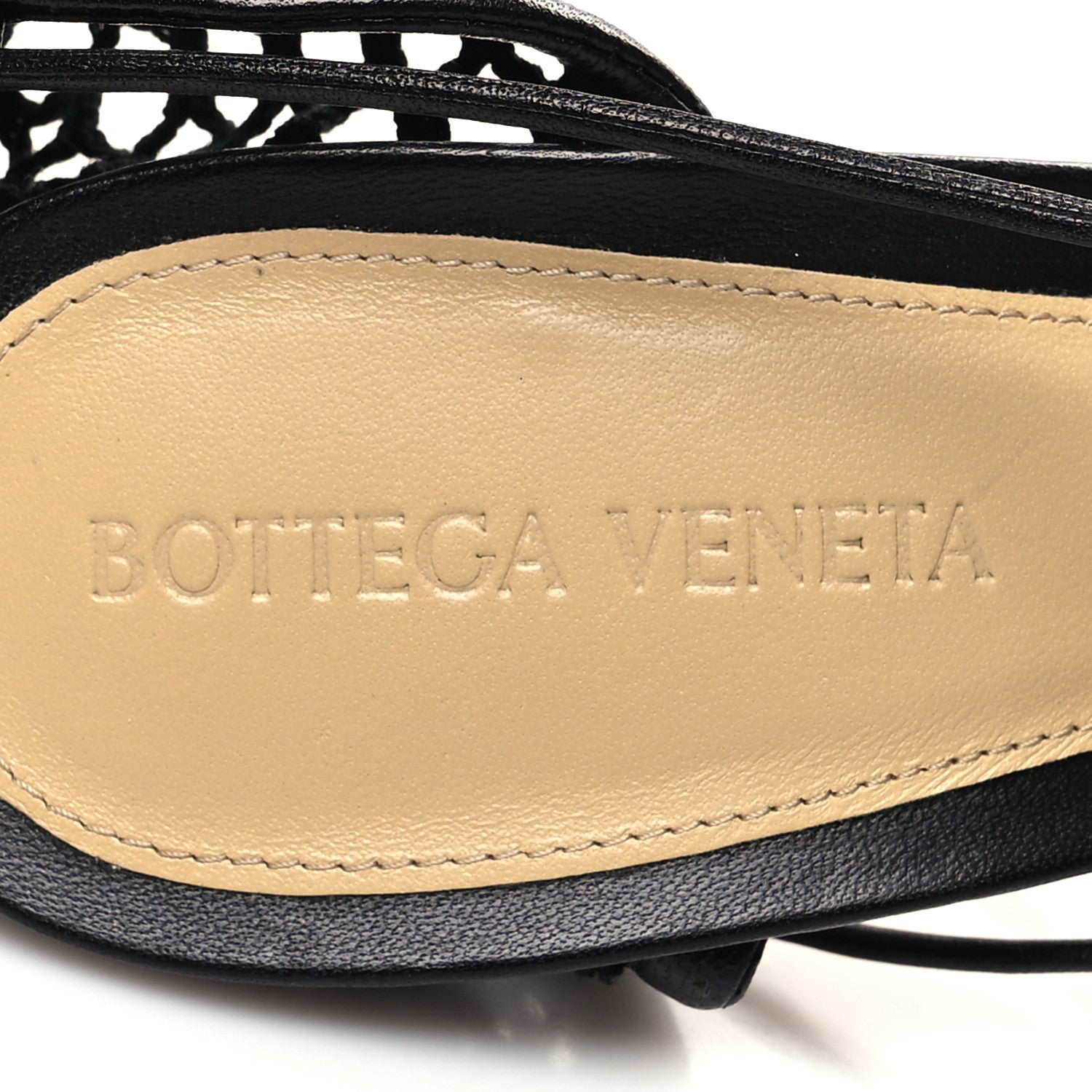 Bottega Veneta Mesh Nappa Stretch Ankle Tie Sandals 38 Black 7 of 7