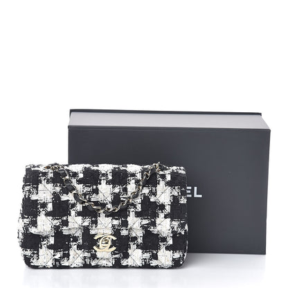 Chanel Tweed Quilted Mini Rectangular Flap Black Ecru White 10 of 10