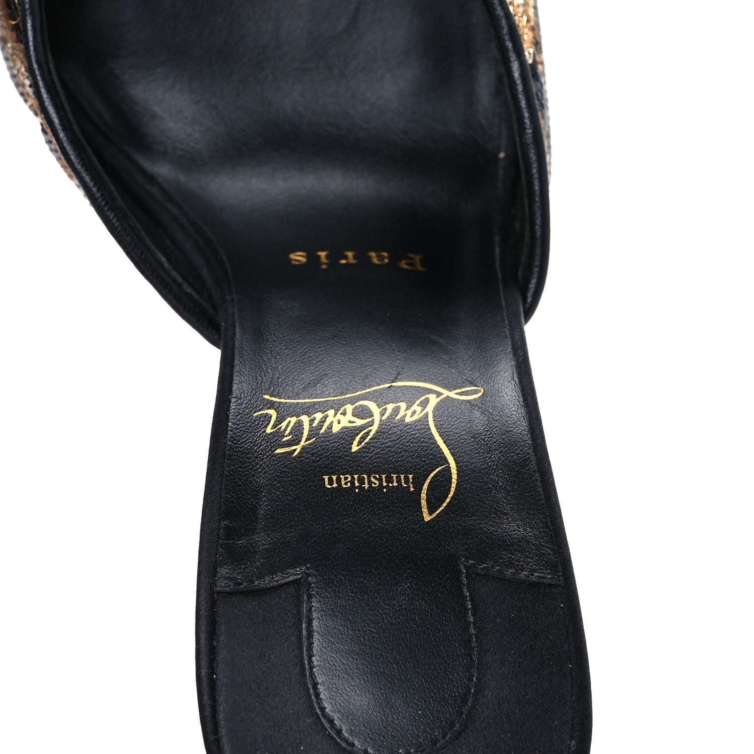 Christian Louboutin Satin Sequin Miss Z Ocelot 100 Mule 38 Black Multicolor 7 of 9