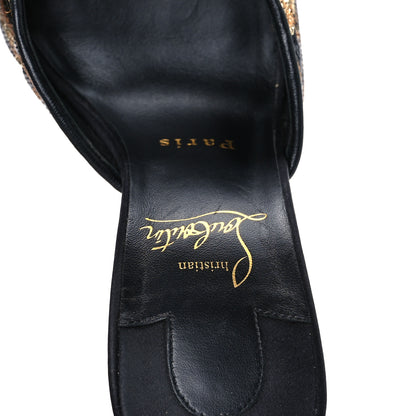 Christian Louboutin Satin Sequin Miss Z Ocelot 100 Mule 38 Black Multicolor 7 of 9
