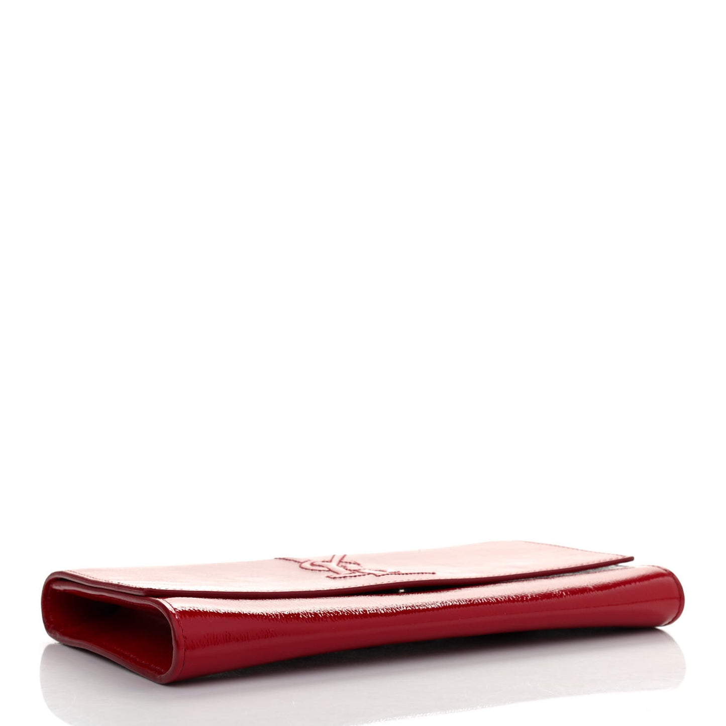 Textured Patent Monogram Large Belle De Jour Clutch Red
