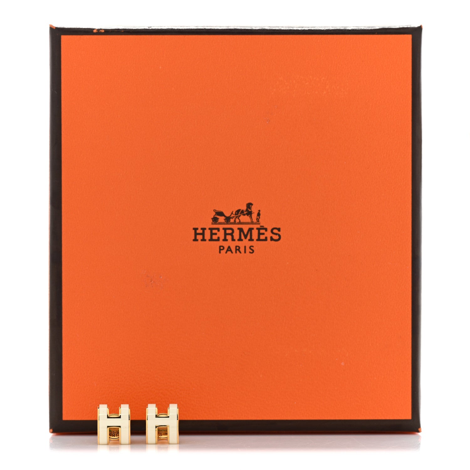 Hermes Gold Lacquered Mini Pop H Earrings White 7 of 7
