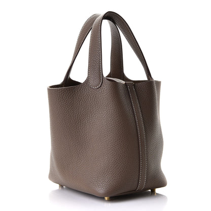 Hermes Taurillon Clemence Picotin Lock 18 PM Etoupe 2 of 4