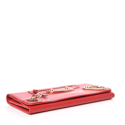 Balenciaga Chevre Gold Metallic Edge Hardware Money Wallet Rouge Grenade 4 of 8