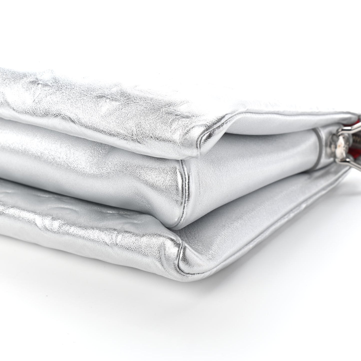 Metallic Lambskin Embossed Monogram Coussin PM Silver