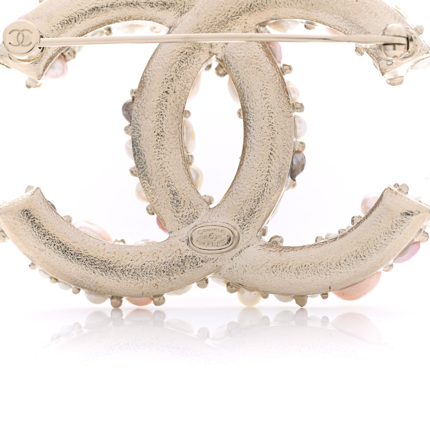 Pearl Crystal Mini CC Charms Brooch Light Gold Pink