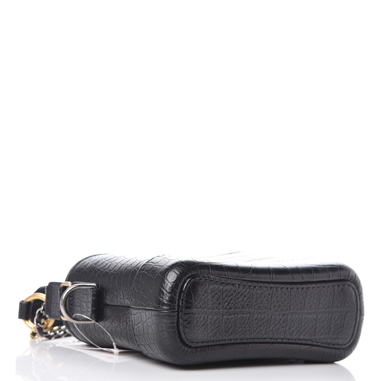Calfskin Crocodile Embossed Small Gabrielle Cocodile Hobo Black