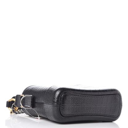 Chanel Calfskin Crocodile Embossed Small Gabrielle Cocodile Hobo Black 6 of 12