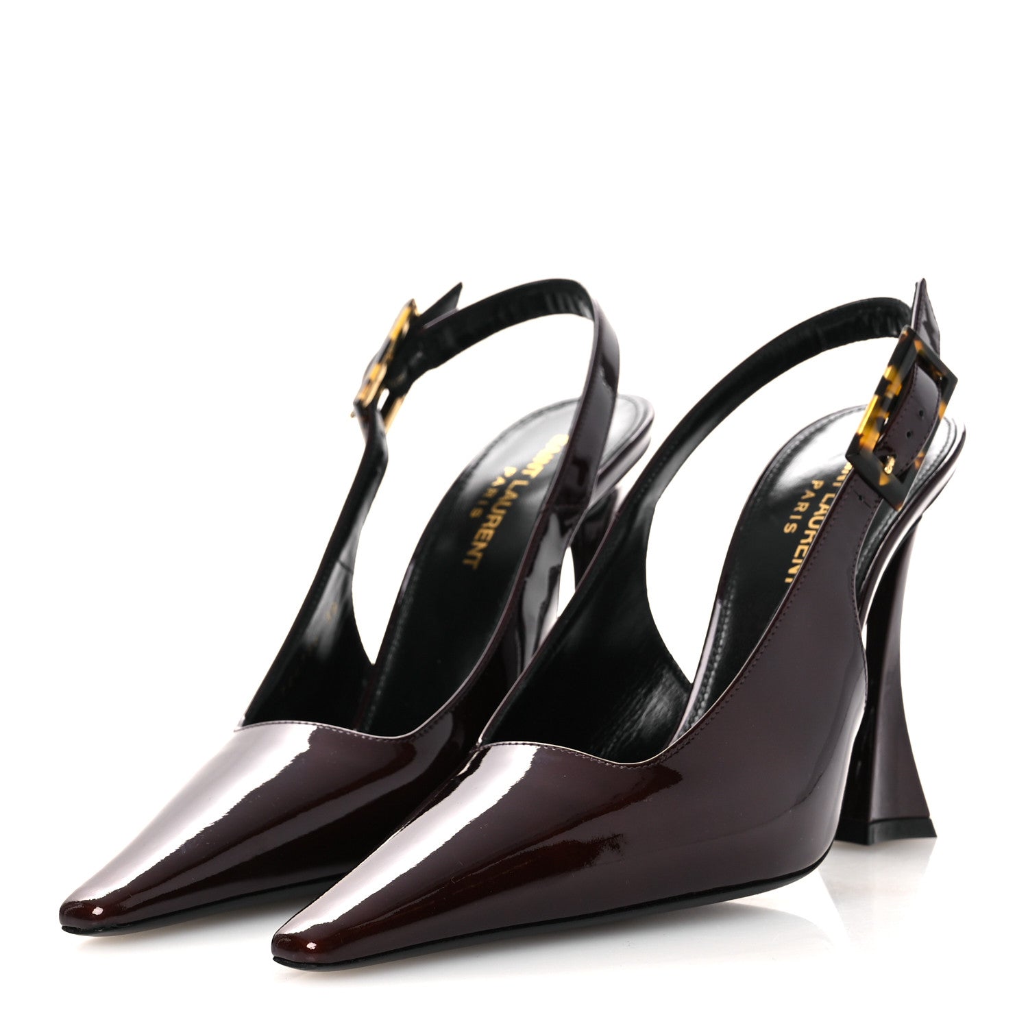 Saint Laurent Vernice Gloss Dune 110 Slingback Pumps 38 38 Marron Glace 4 of 11