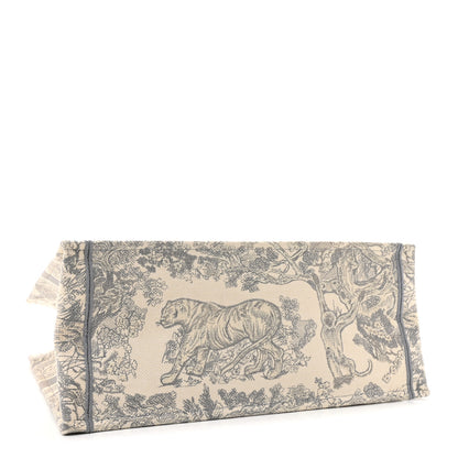 Christian Dior Canvas Embroidered Large Dioriviera Toile De Jouy Book Tote Gray 3 of 11