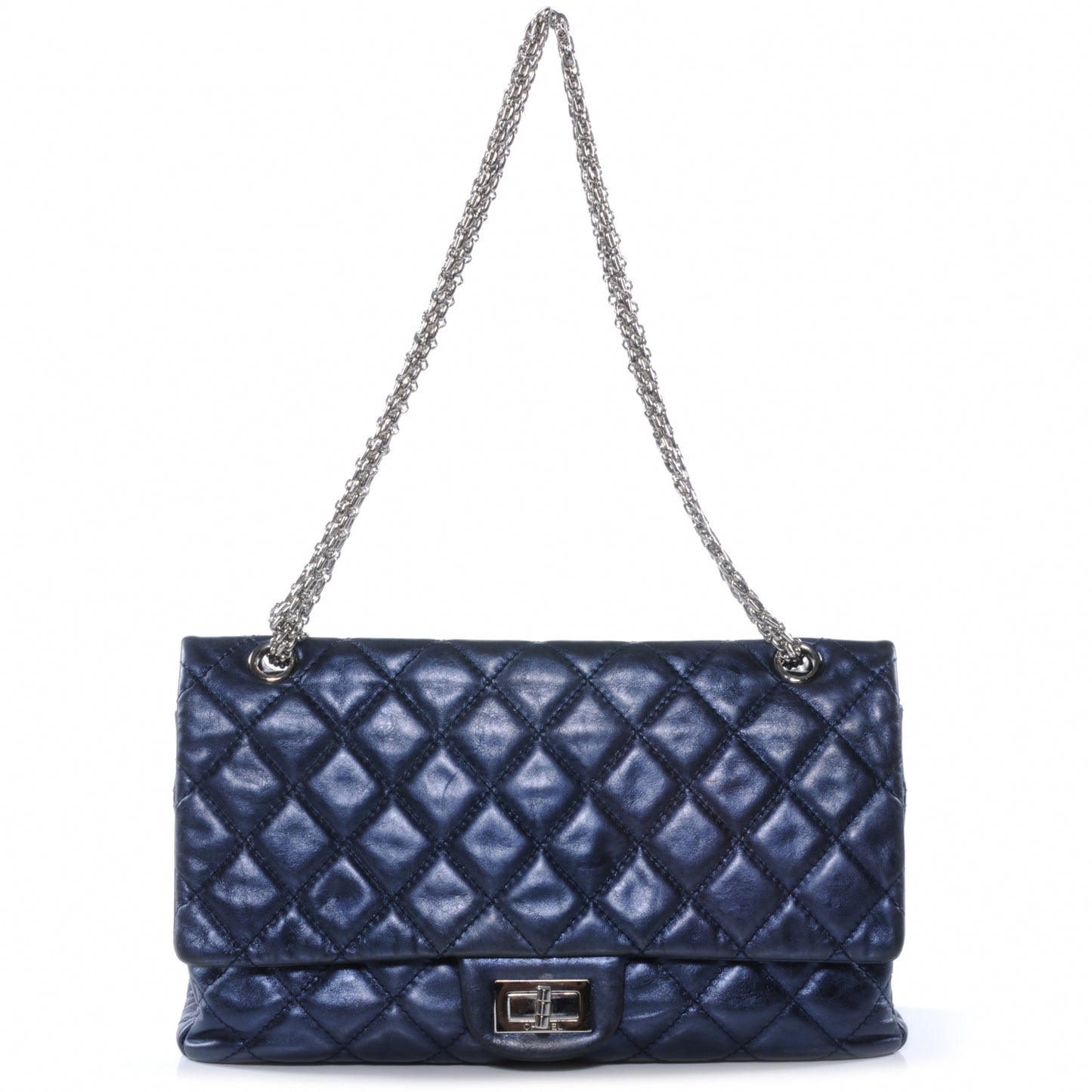 Calfskin 2.55 Reissue 227 Flap Metallic Blue