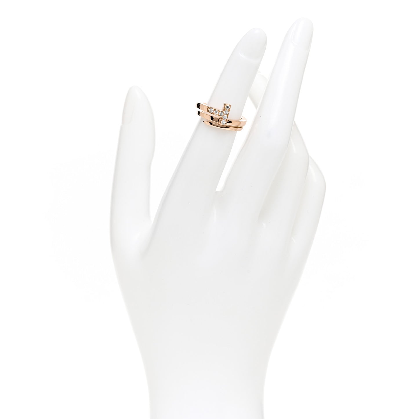 18K Rose Gold Diamond T Square Wrap Ring 47 4