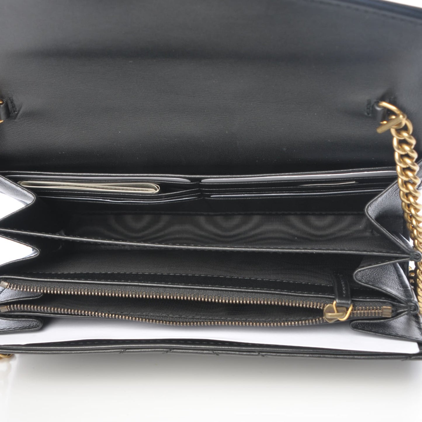 Calfskin Matelasse GG Marmont Chain Wallet Black