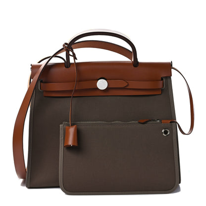 Hermes Vache Hunter Toile Herbag Zip 31 PM Etoupe Dune Fauve 1 of 9