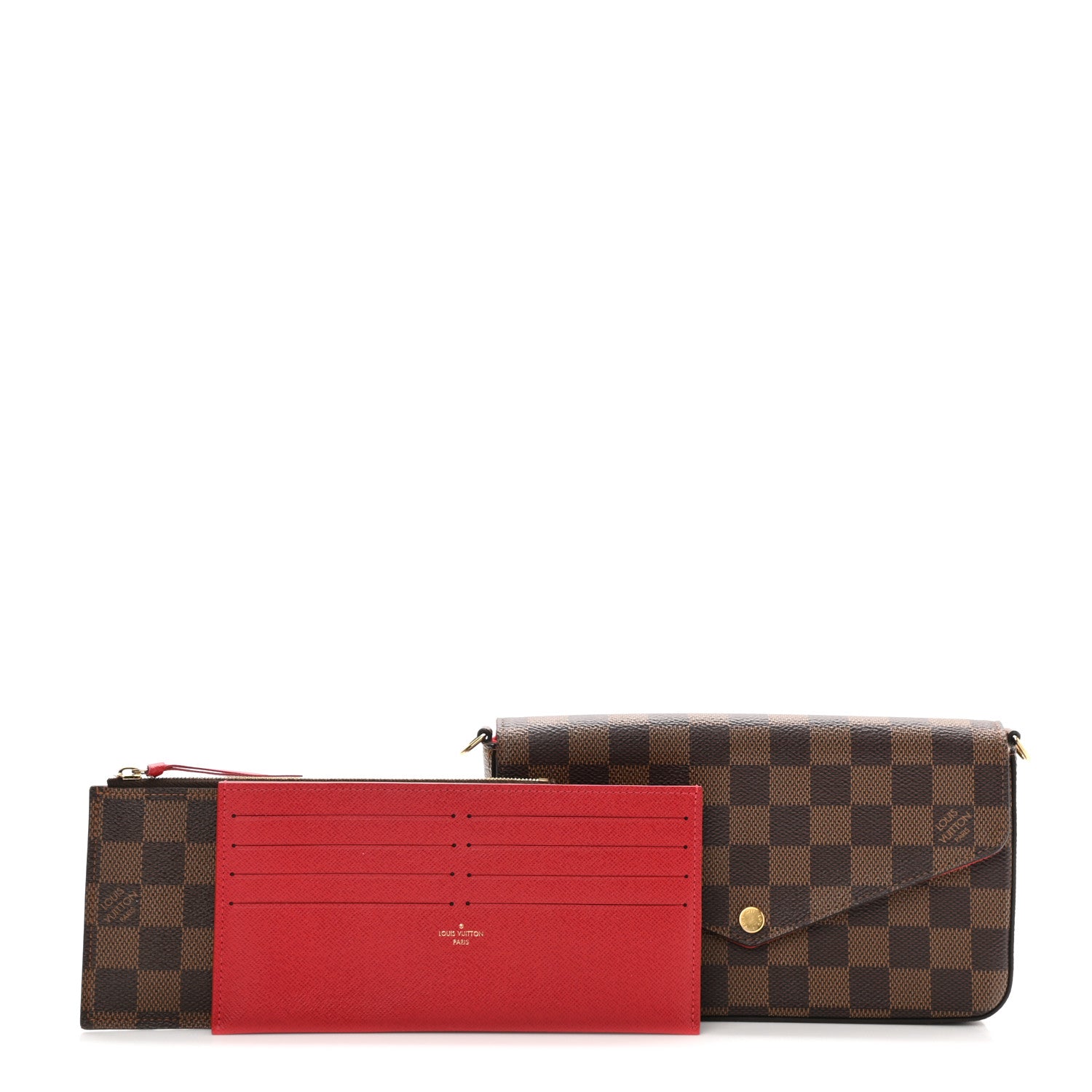 Louis Vuitton Damier Ebene Pochette Felicie Chain Wallet 2 of 12