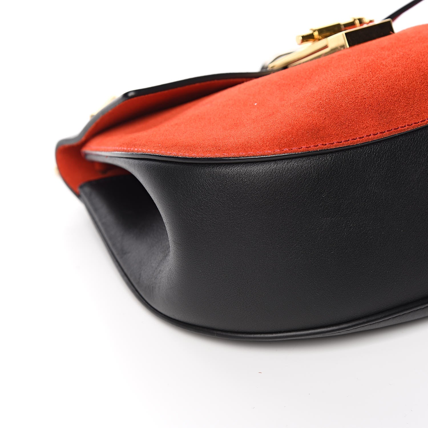 Chloe Suede Smooth Calfskin Drew Shoulder Bag Plaid Red Black 10 of 12