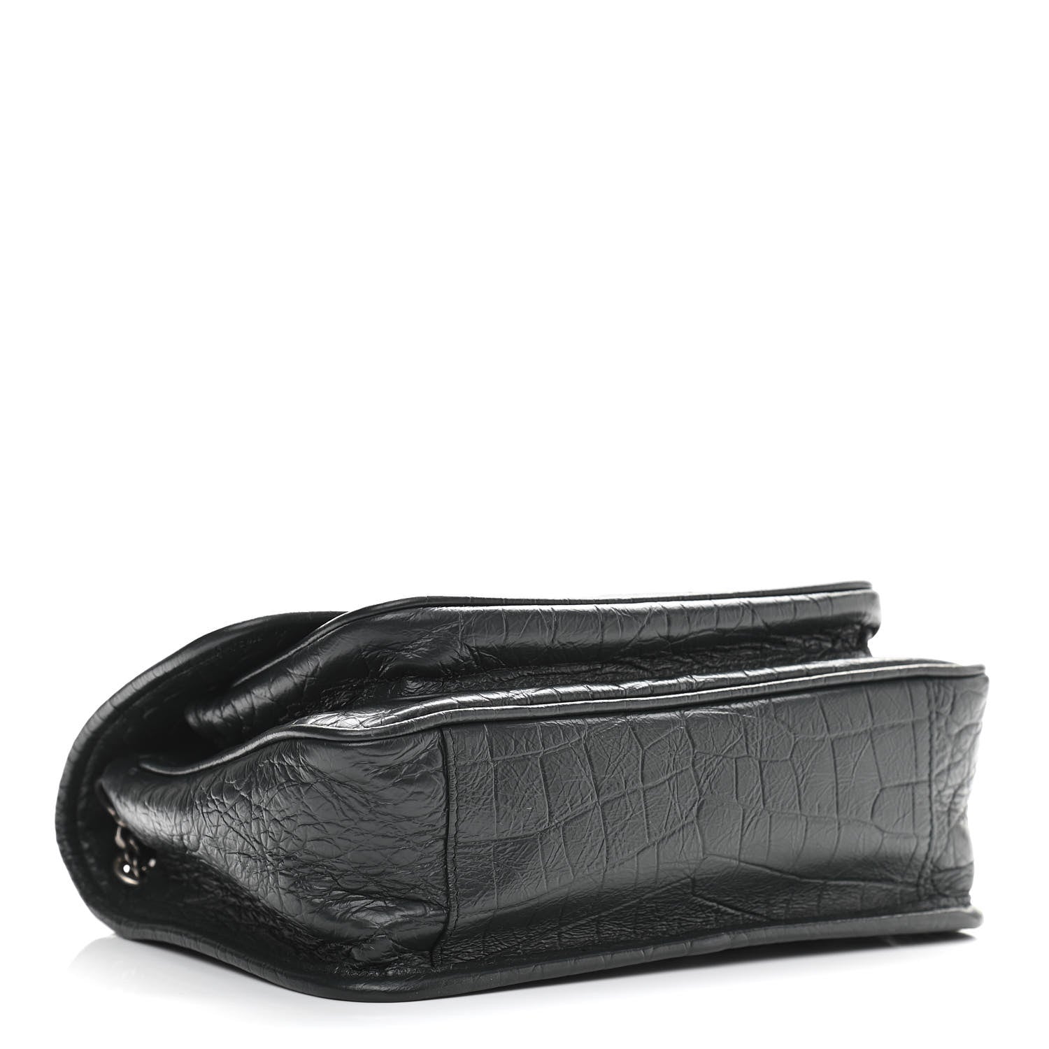 Saint Laurent Calfskin Crocodile Embossed Monogram Baby Niki Chain Satchel Algea 3 of 11