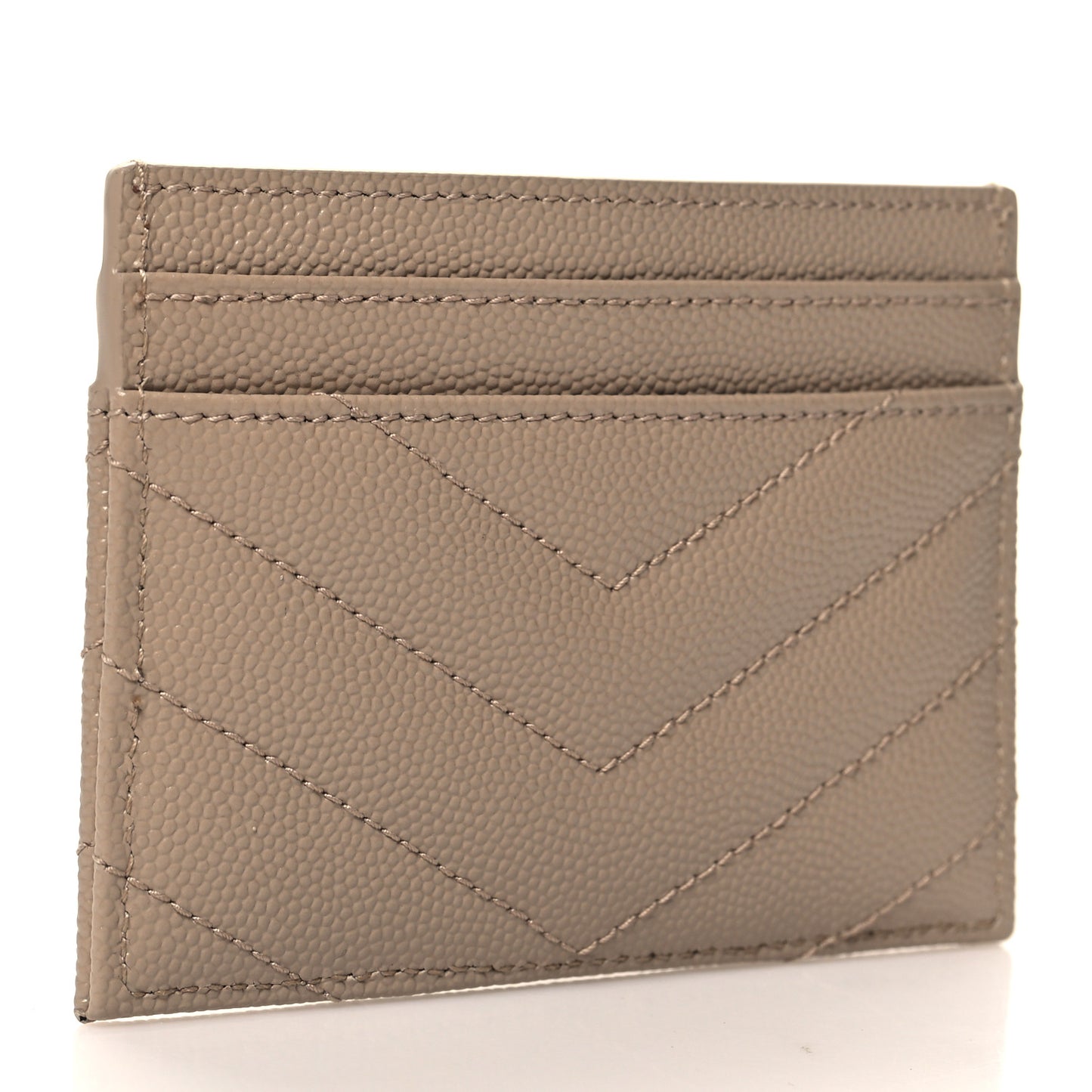 Grain De Poudre Matelasse Chevron Monogram Credit Card Case Dark Beige