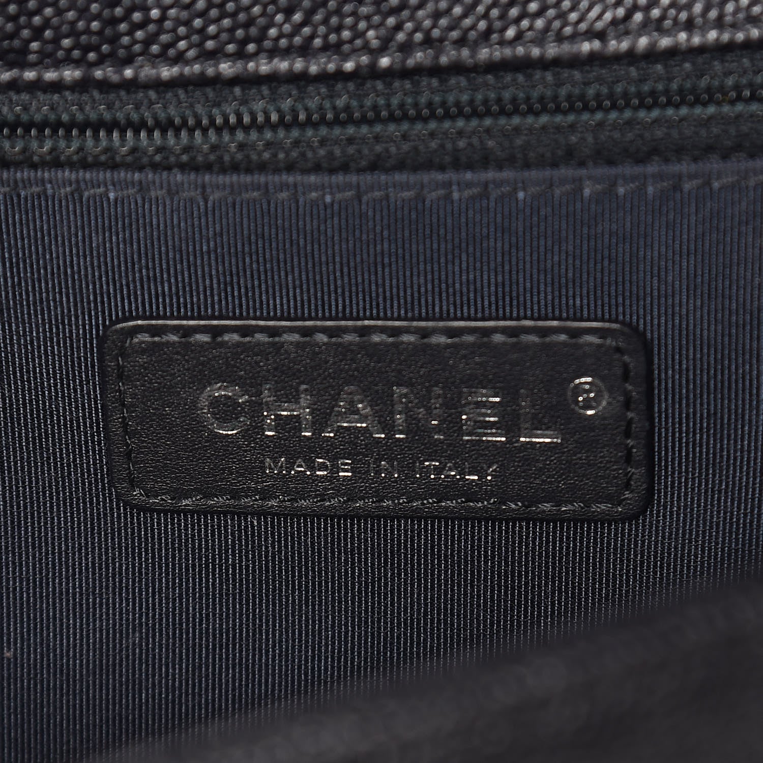 Chanel Metallic Caviar Quilted Chevron New Medium Boy Flap Navy 7 of 13