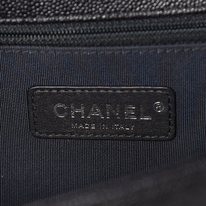 Chanel Metallic Caviar Quilted Chevron New Medium Boy Flap Navy 7 of 13