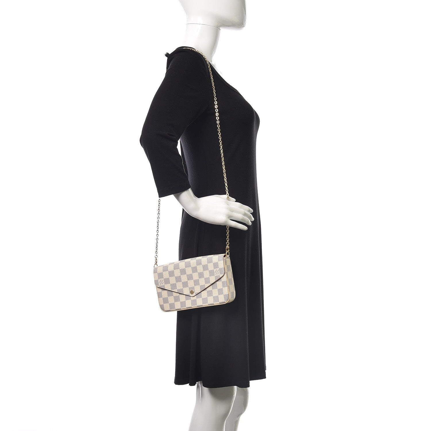Louis Vuitton Damier Azur Pochette Felicie Chain Wallet Rose Ballerine 3 of 10