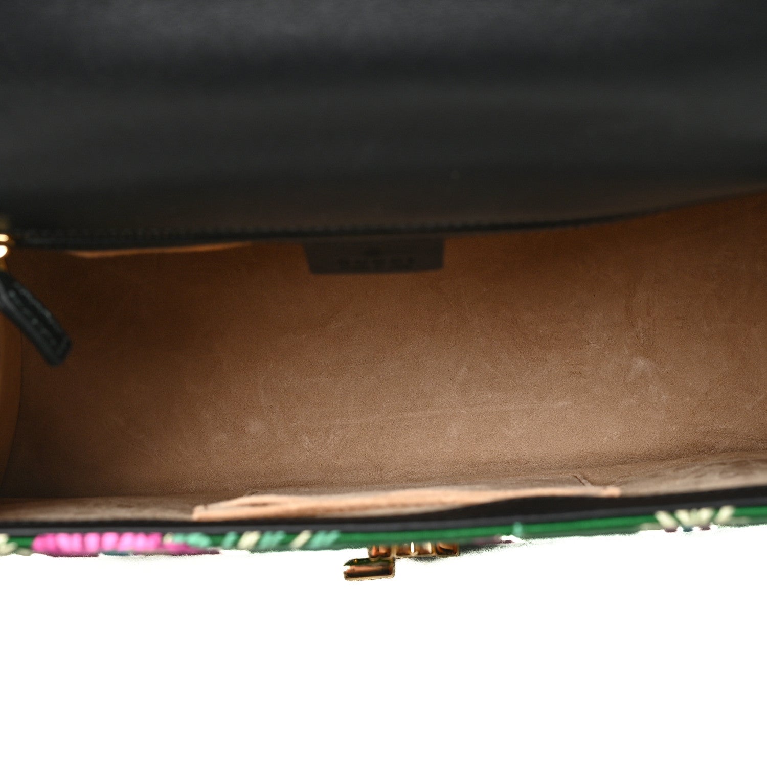 Gucci Jacquard Floral Medium Sylvie Top Handle Bag Green Multicolor Black 5 of 10