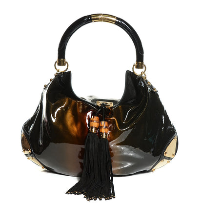 Gucci Patent Large Indy Top Handle Bag Bronze Black 1 of 17