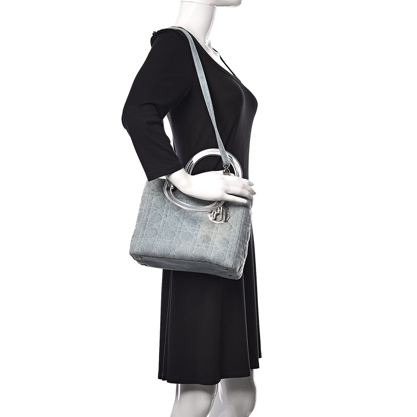 Denim Cannage Medium Lady Dior Blue