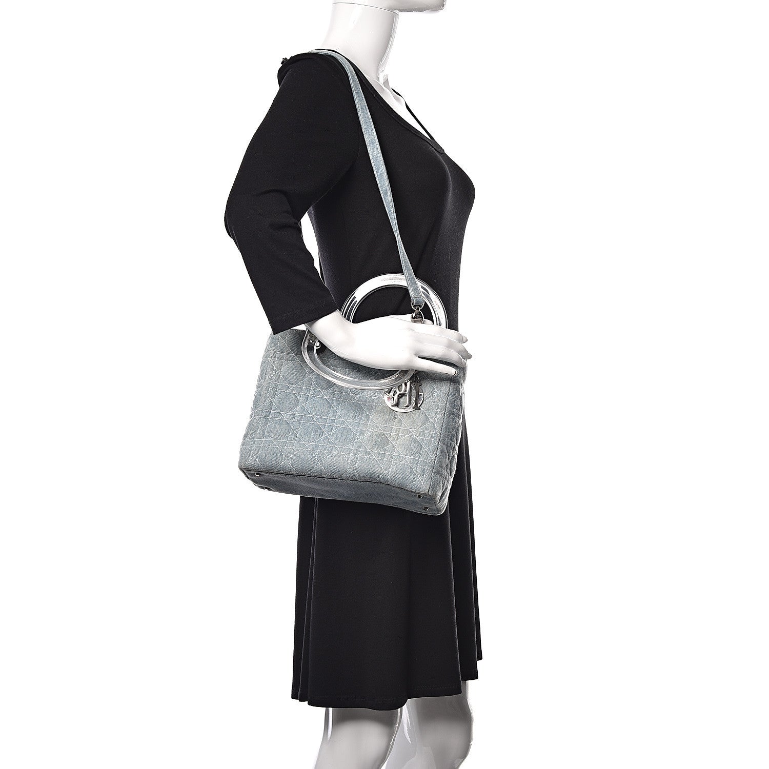 Christian Dior Denim Cannage Medium Lady Dior Blue 2 of 15