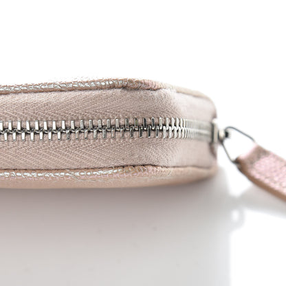 Chanel Metallic Caviar Chevron Quilted Zip Around Coin Purse Light Gold 9 of 10