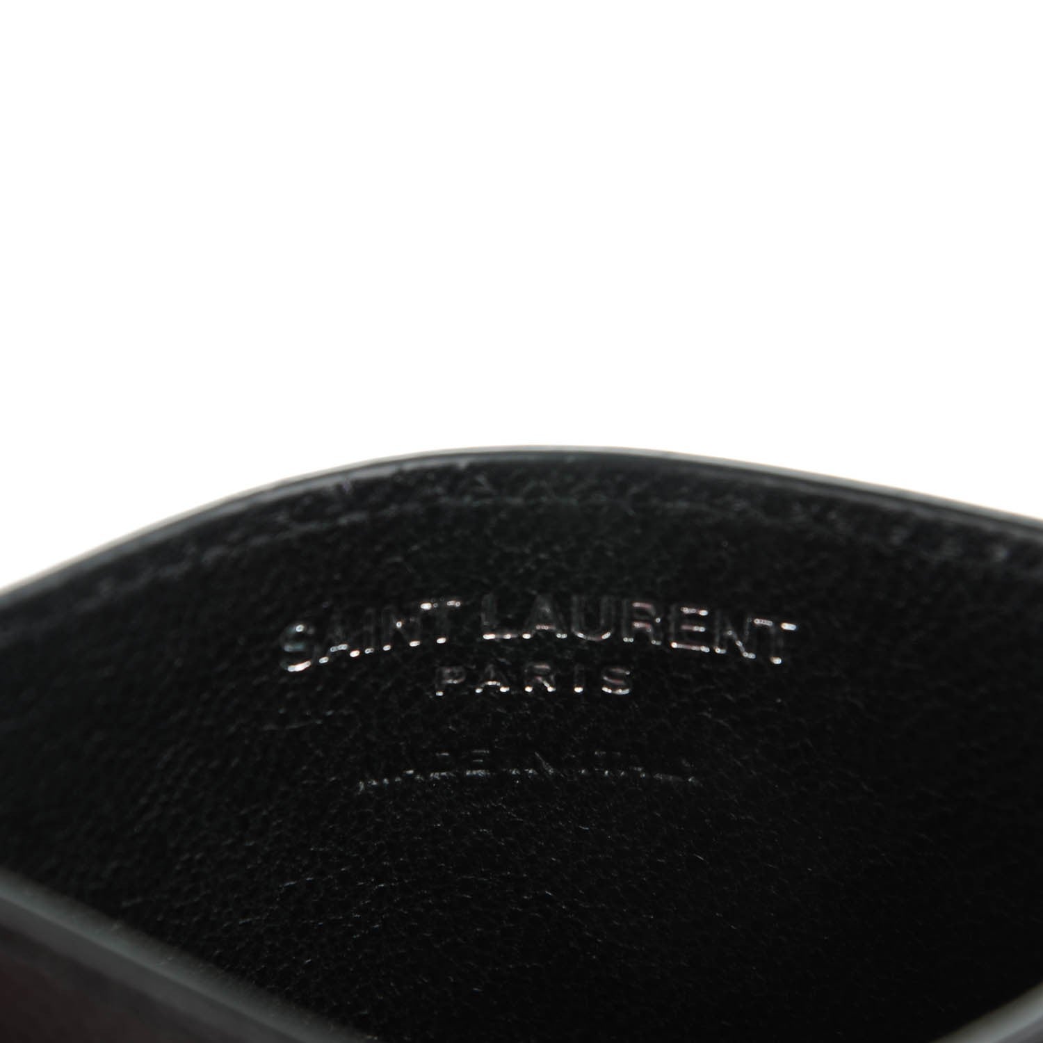 Saint Laurent Grain De Poudre Matelasse Chevron Monogram Credit Card Case Black 6 of 7