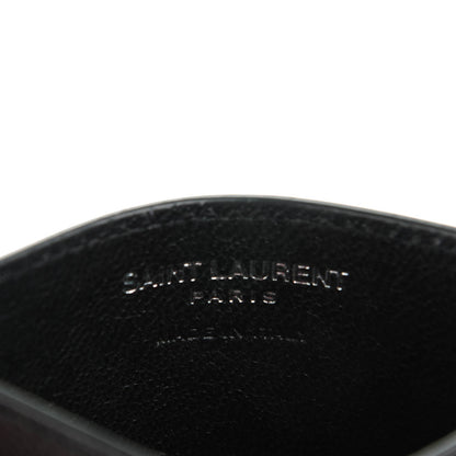 Saint Laurent Grain De Poudre Matelasse Chevron Monogram Credit Card Case Black 6 of 7