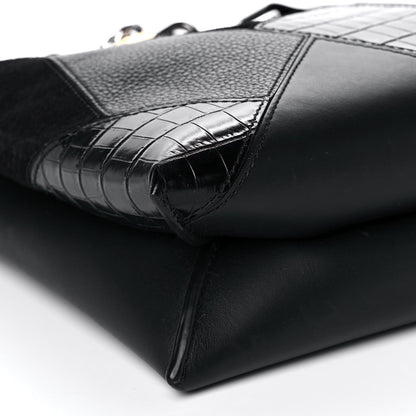 Alexander Wang Suede Calfskin Crocodile Lizard Embossed Attica Chain Satchel Black 7 of 9