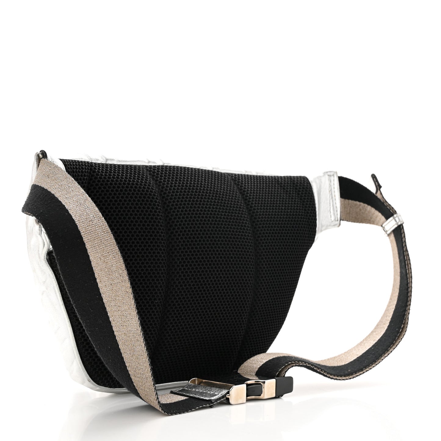 Vitello Catalan Mirror FF 1974 Embossed Belt Bag Argento